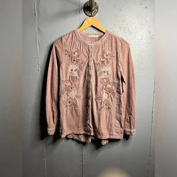 Soft Surroundings M Women's Long Sleeve Embroidered Blouse - Picture 1 of 6